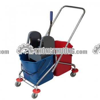 Xe đẩy lau nhà 2 xô khung inox