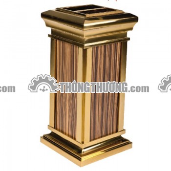 Thùng rác inox mạ vàng giả gỗ