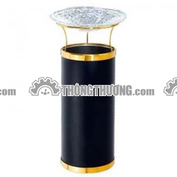 Thùng rác tròn bằng thép sơn tĩnh điện có khay thủy tinh