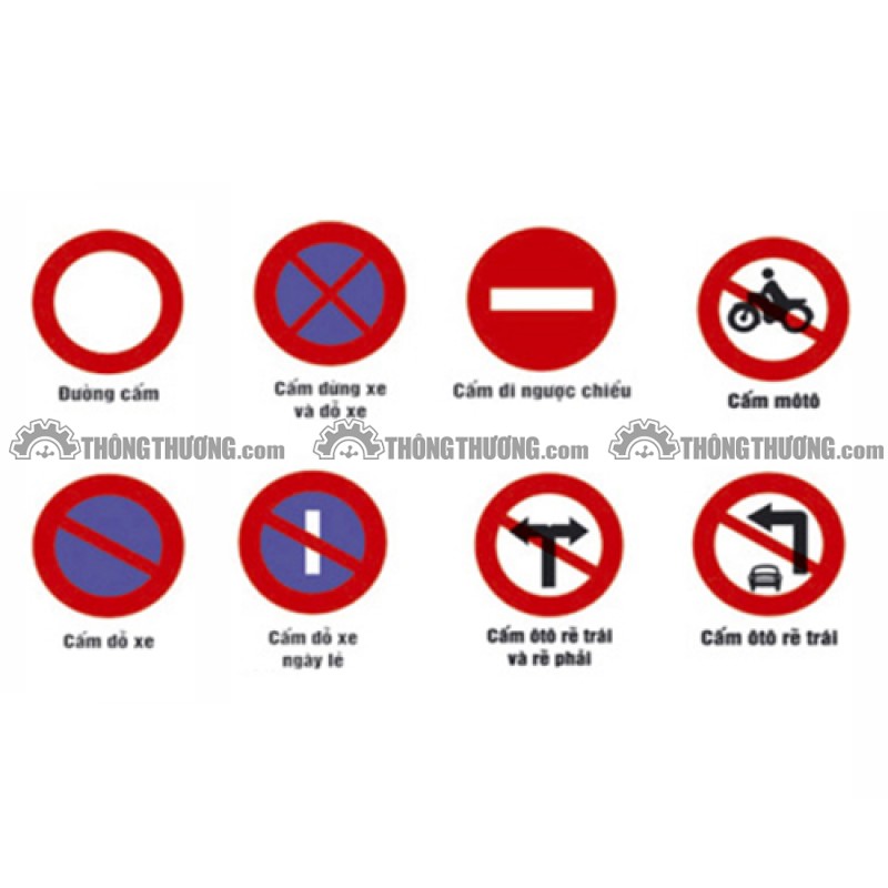 Biển báo cấm giao thông hình tròn viền đỏ nền trắng